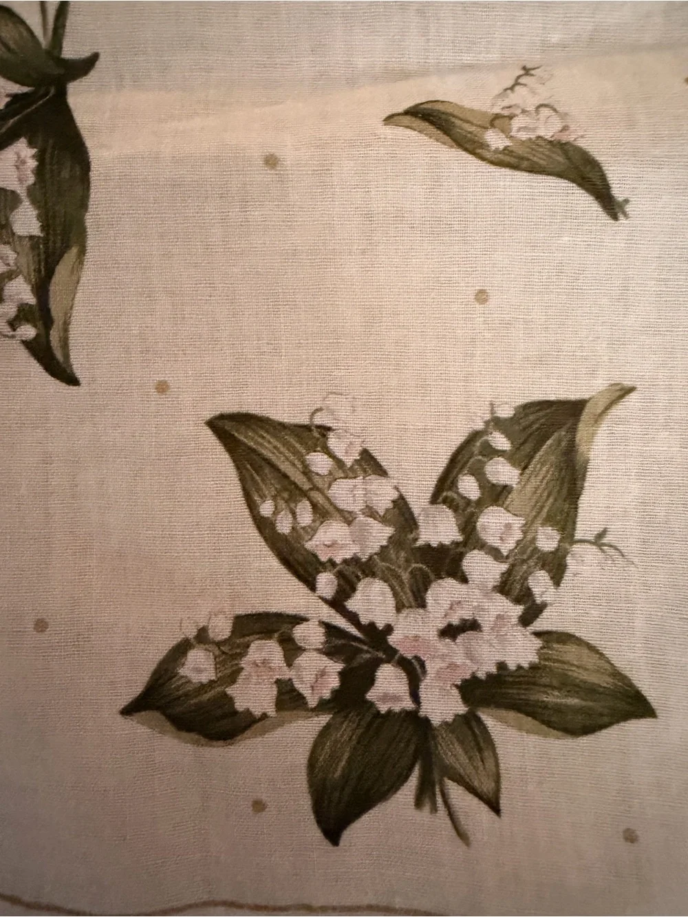 Dior Cream Silk Napkin with Green Floral Motif